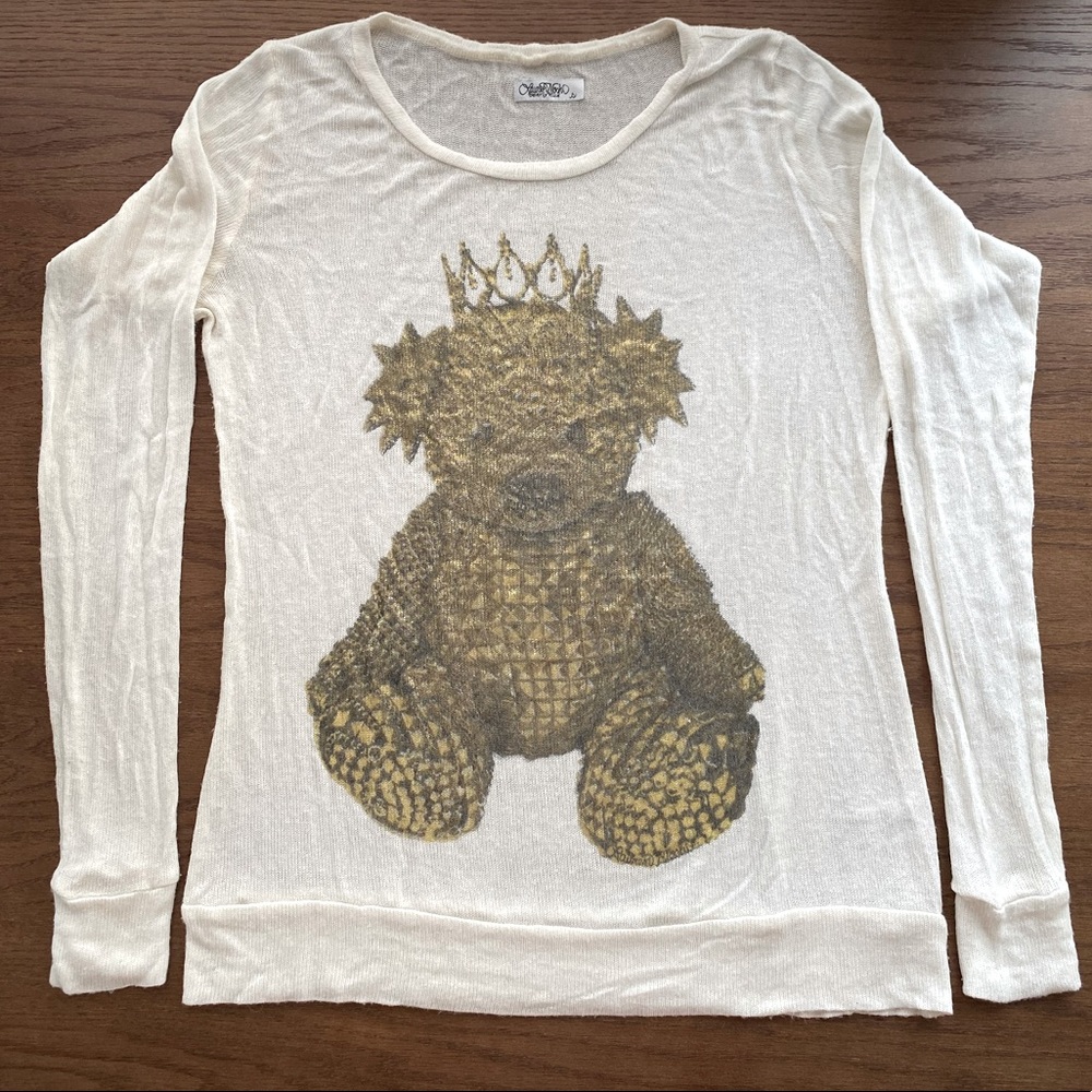 Lauren Moshi- Gold Foil King Teddy Bear Sweater